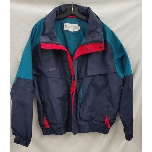 Columbia Vintage ‘80s Turquoise Blue + Red Ski Jacket Coat, men’s size XL - Picture 2 of 15